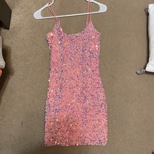 Pink sequence women’s cocktail dress